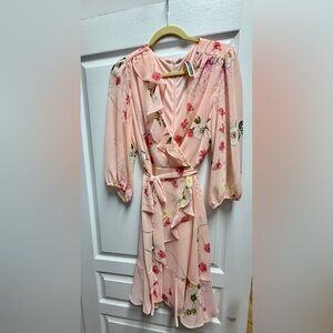 Floral Wrap Dress - Pink